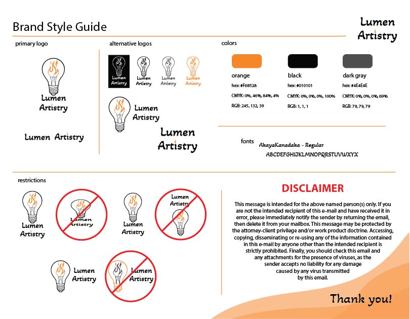 Style Guide for Lumen Artistry